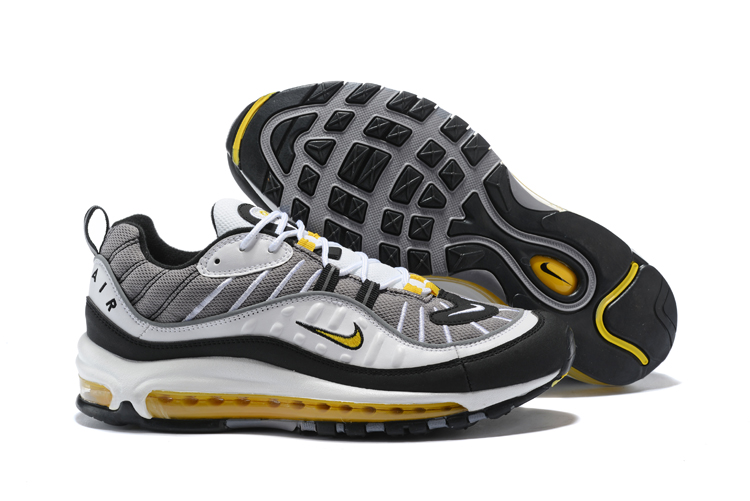 Supreme x NikeLab Air Max 98 White Grey Black Yellow Shoes - Click Image to Close